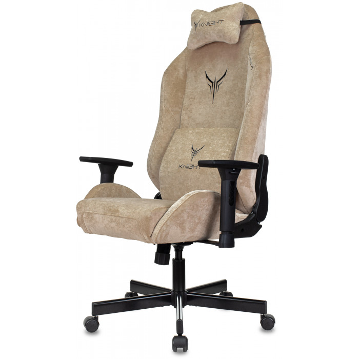 Кресло игровое Knight N1 Fabric бежевый Light-21 с подголов. крестов. металл
