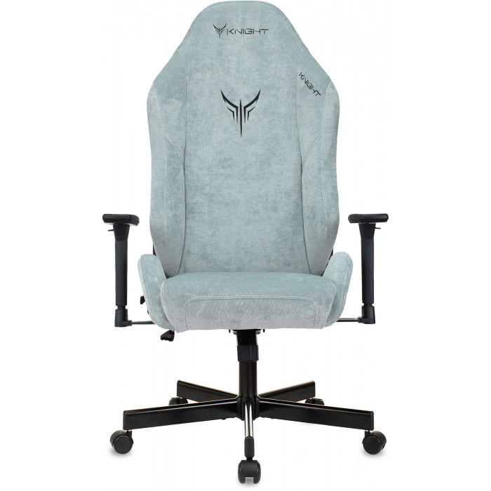 Кресло игровое Knight N1 Fabric серо-голубой Light-28 с подголов. крестов. металл