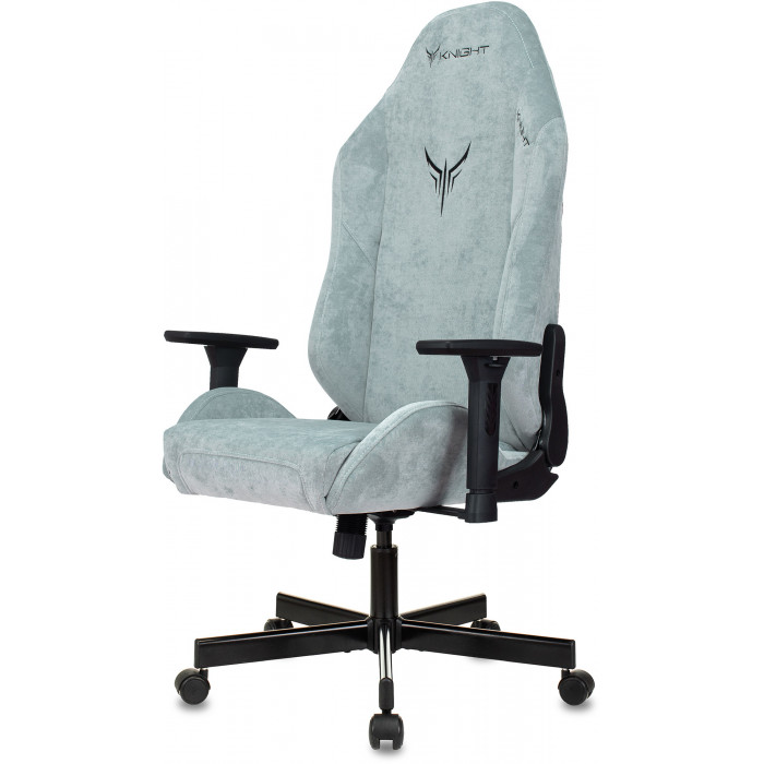 Кресло игровое Knight N1 Fabric серо-голубой Light-28 с подголов. крестов. металл