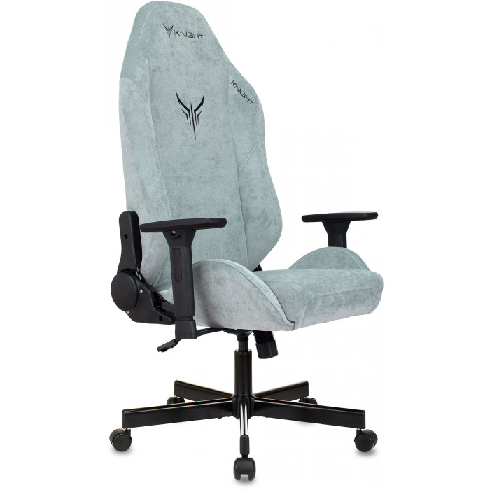 Кресло игровое Knight N1 Fabric серо-голубой Light-28 с подголов. крестов. металл