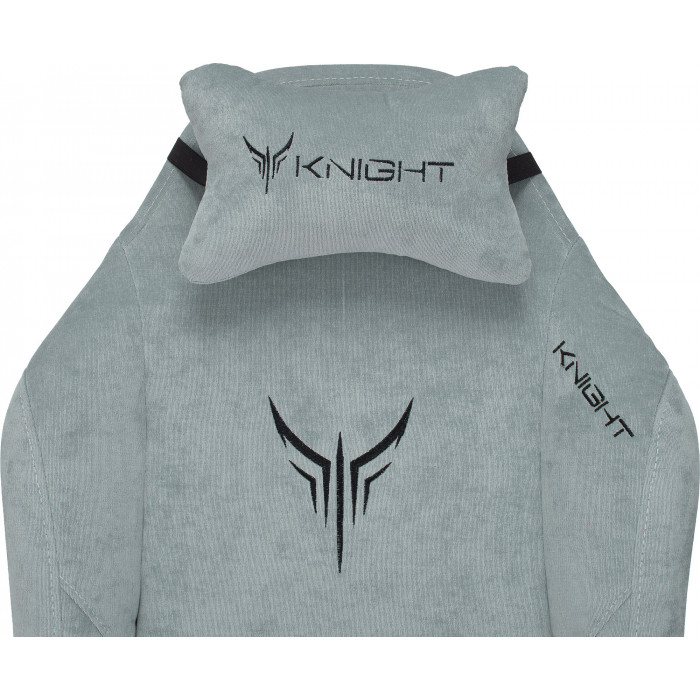 Кресло игровое Knight N1 Fabric серо-голубой Light-28 с подголов. крестов. металл