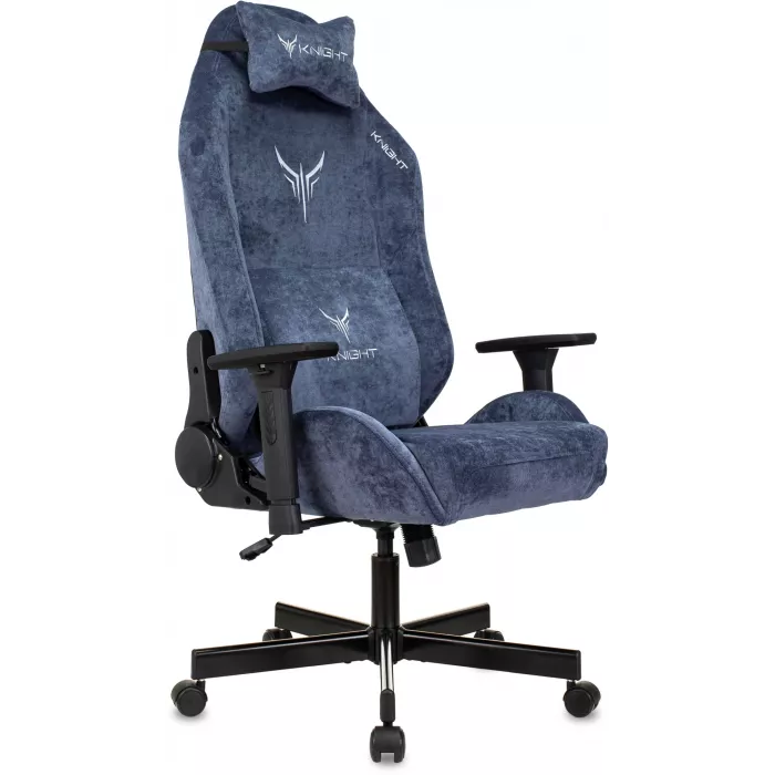 Кресло игровое Knight N1 Fabric синий Light-27 с подголов. крестов. металл