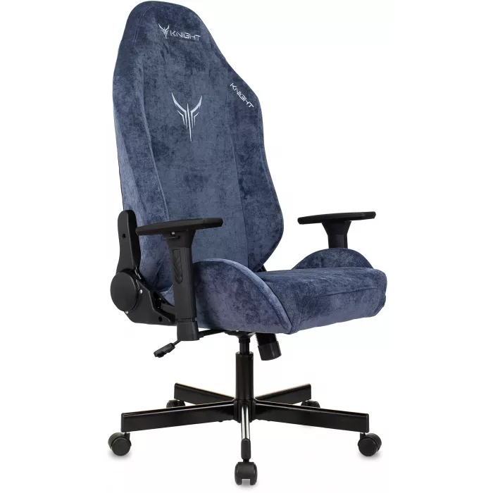 Кресло игровое Knight N1 Fabric синий Light-27 с подголов. крестов. металл