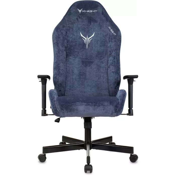 Кресло игровое Knight N1 Fabric синий Light-27 с подголов. крестов. металл