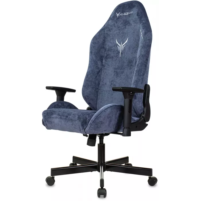 Кресло игровое Knight N1 Fabric синий Light-27 с подголов. крестов. металл