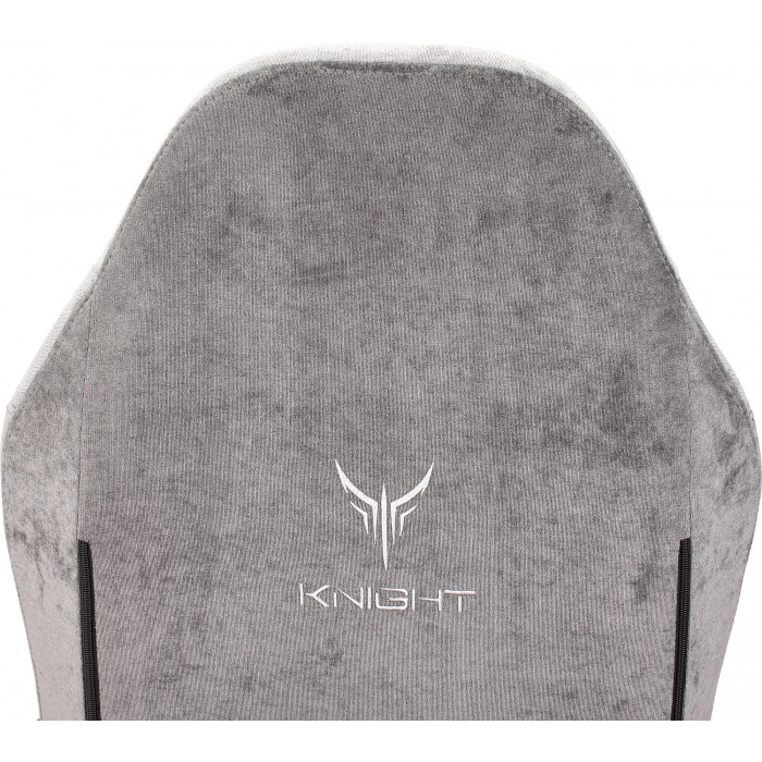Кресло игровое Knight N1 Fabric серый Light-19 с подголов. крестов. металл