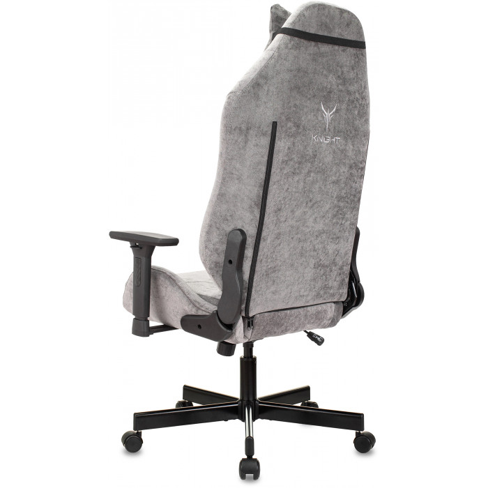 Кресло игровое Knight N1 Fabric серый Light-19 с подголов. крестов. металл