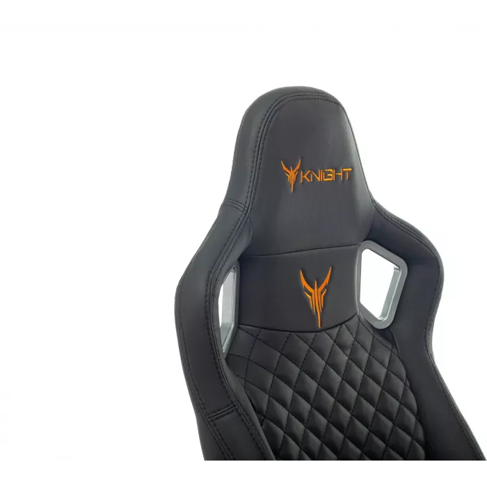 Кресло игровое Knight TITAN черный ромбик экокожа с подголов. крестов. металл