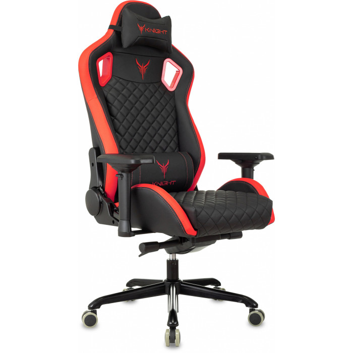 Кресло игровое Knight Titan черный/красный ромбик экокожа с подголов. крестов. металл