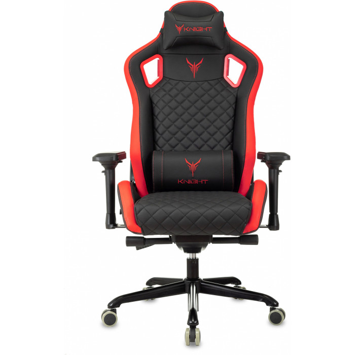 Кресло игровое Knight Titan черный/красный ромбик экокожа с подголов. крестов. металл