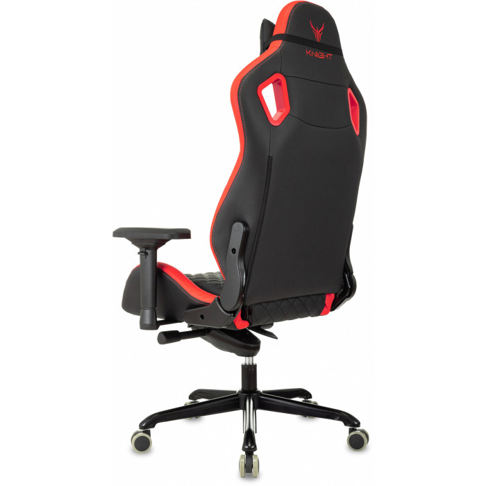 Кресло игровое Knight Titan черный/красный ромбик экокожа с подголов. крестов. металл