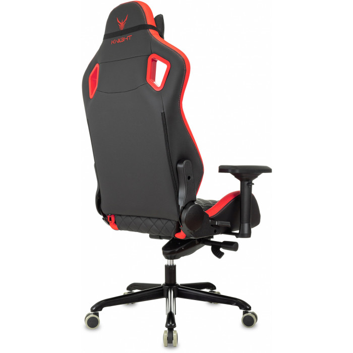 Кресло игровое Knight Titan черный/красный ромбик экокожа с подголов. крестов. металл