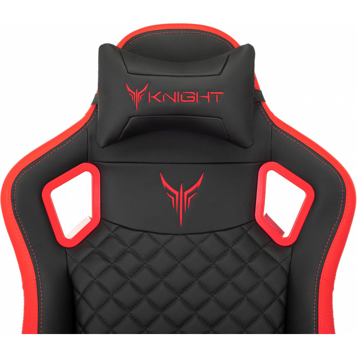 Кресло игровое Knight Titan черный/красный ромбик экокожа с подголов. крестов. металл