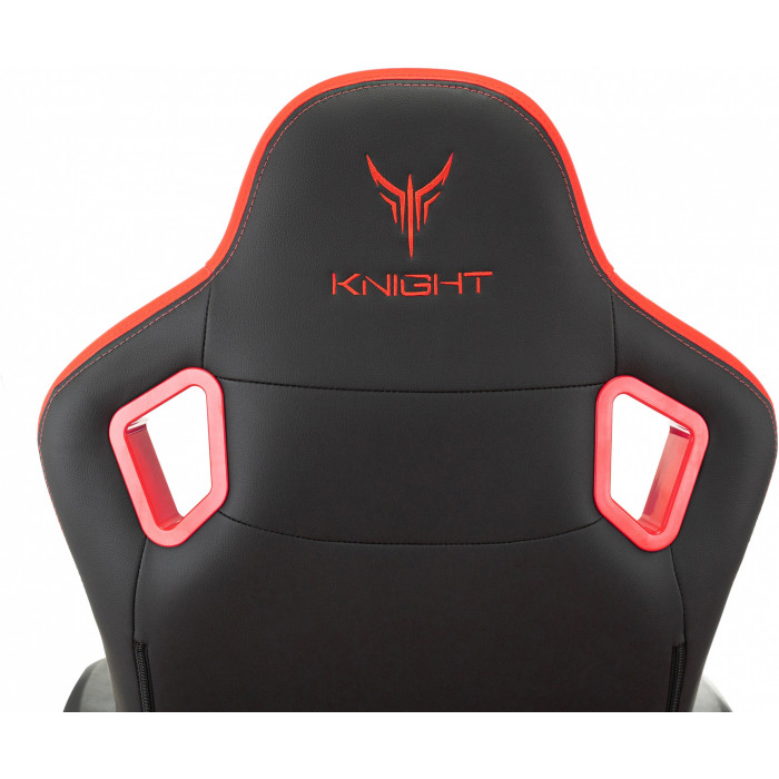 Кресло игровое Knight Titan черный/красный ромбик экокожа с подголов. крестов. металл