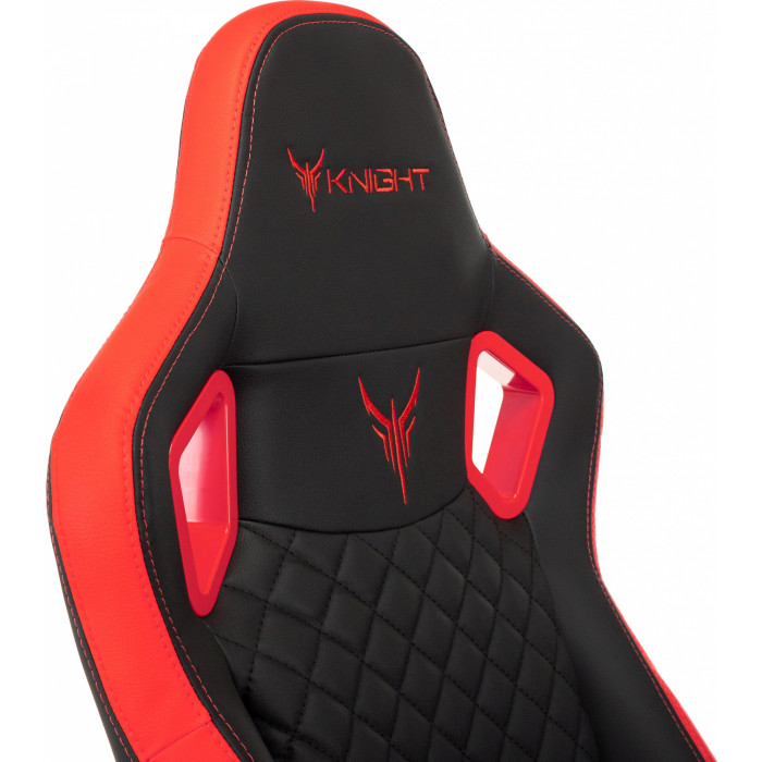 Кресло игровое Knight Titan черный/красный ромбик экокожа с подголов. крестов. металл
