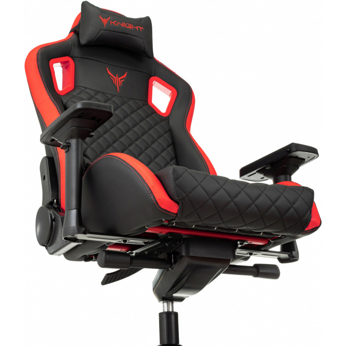 Кресло игровое Knight Titan черный/красный ромбик экокожа с подголов. крестов. металл