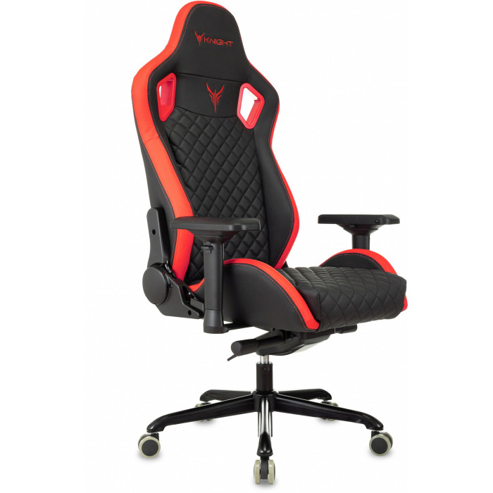 Кресло игровое Knight Titan черный/красный ромбик экокожа с подголов. крестов. металл