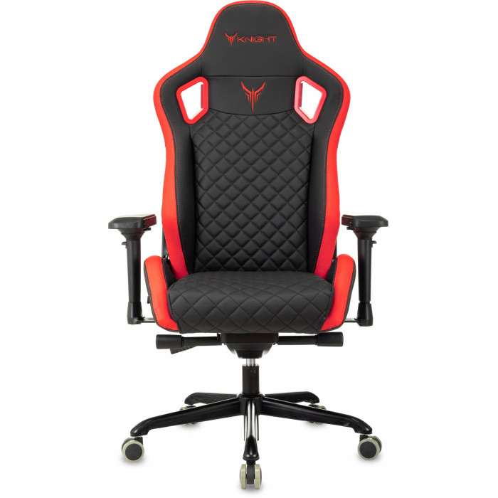 Кресло игровое Knight Titan черный/красный ромбик экокожа с подголов. крестов. металл