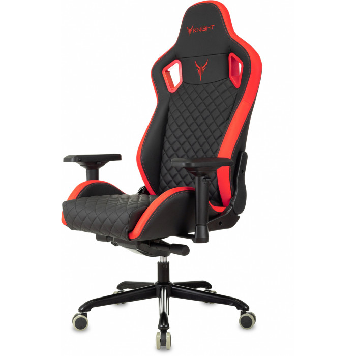 Кресло игровое Knight Titan черный/красный ромбик экокожа с подголов. крестов. металл