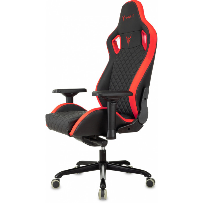 Кресло игровое Knight Titan черный/красный ромбик экокожа с подголов. крестов. металл
