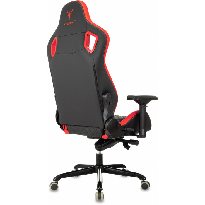 Кресло игровое Knight Titan черный/красный ромбик экокожа с подголов. крестов. металл