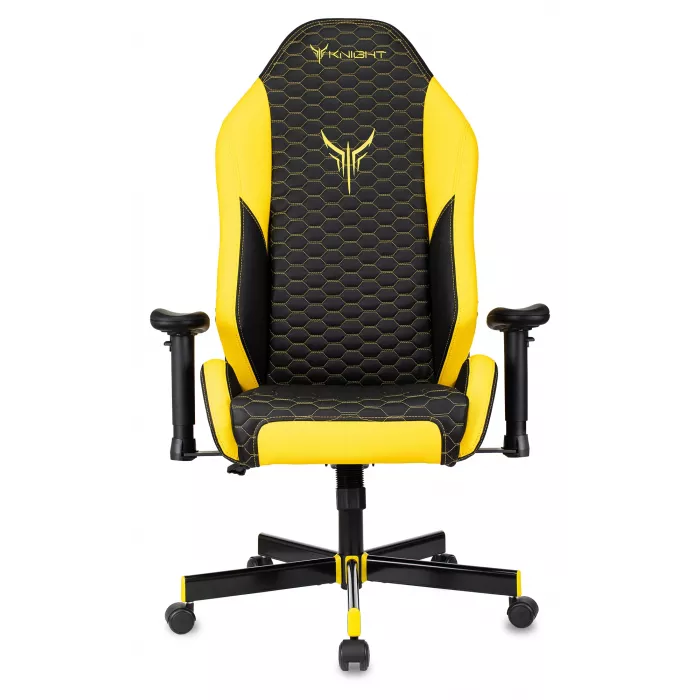 Кресло игровое Knight Neon черный/желтый соты экокожа с подголов. крестов. металл