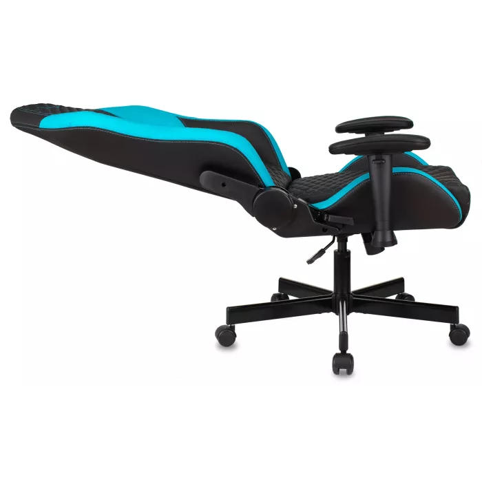 Кресло игровое Knight Neon черный/голубой соты экокожа с подголов. крестов. металл
