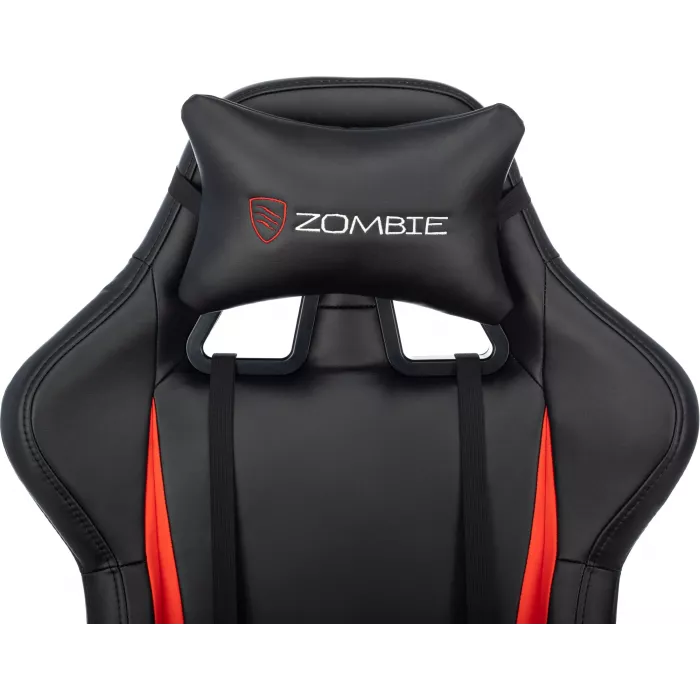 Кресло игровое Zombie Game Tetra черный/красный экокожа с подголов. крестов. пластик