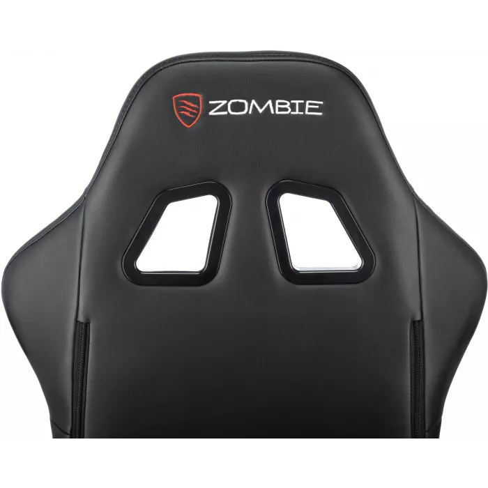 Кресло игровое Zombie Game Tetra черный/красный экокожа с подголов. крестов. пластик