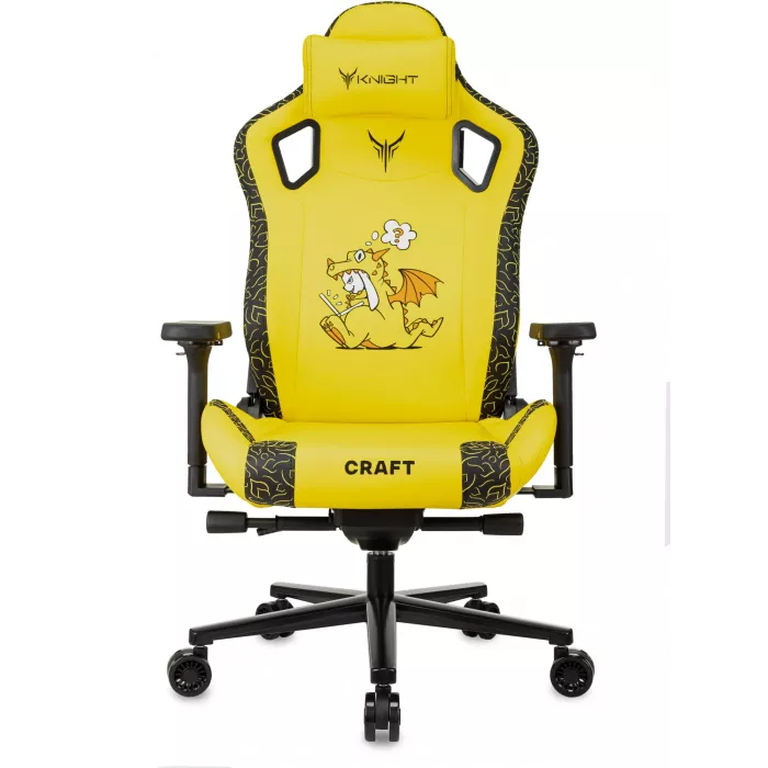 Кресло игровое Knight Craft Dragon желтый экокожа с подголов. крестов. металл