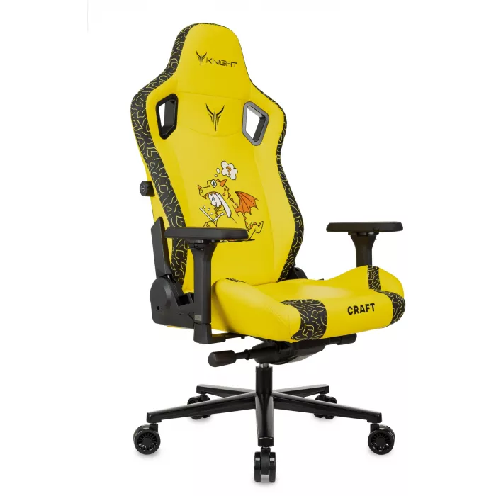 Кресло игровое Knight Craft Dragon желтый экокожа с подголов. крестов. металл