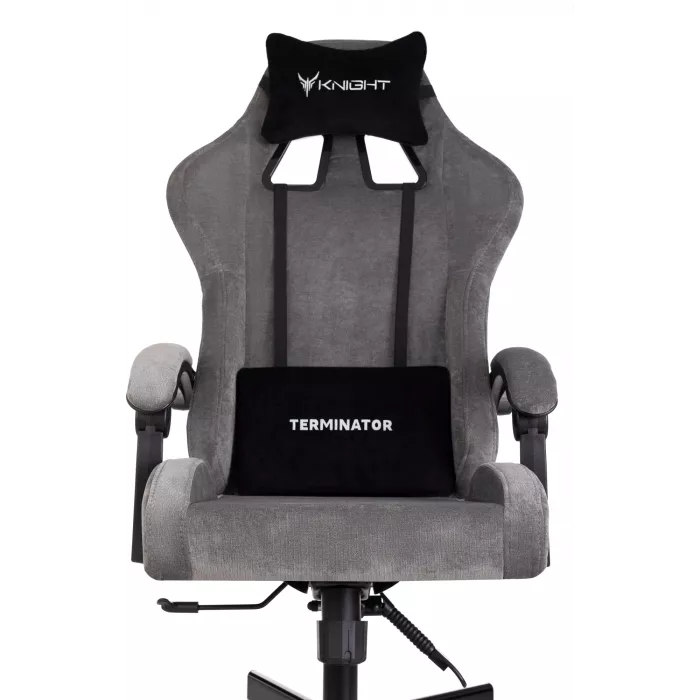 Кресло игровое Knight Terminator серый Light-19 с подголов. крестов. металл