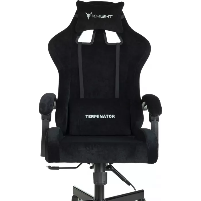 Кресло игровое Knight Terminator черный Light-20 с подголов. крестов. металл