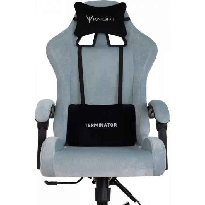 Кресло игровое Knight Terminator серо-голубой Light-28 крестов. металл