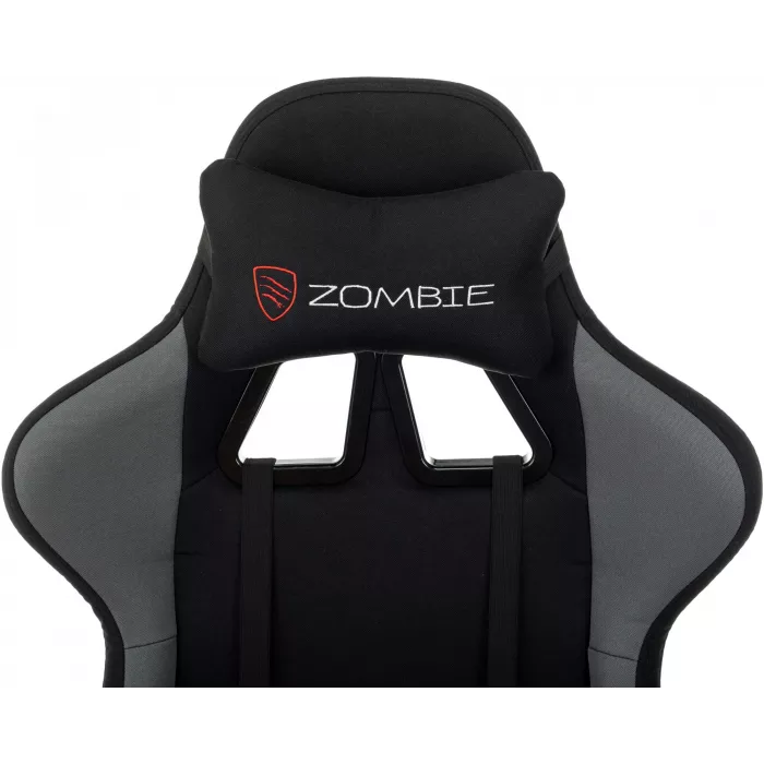 Кресло игровое Zombie Shadow черный/серый с подголов. крестов. пластик подст.для ног пластик черный