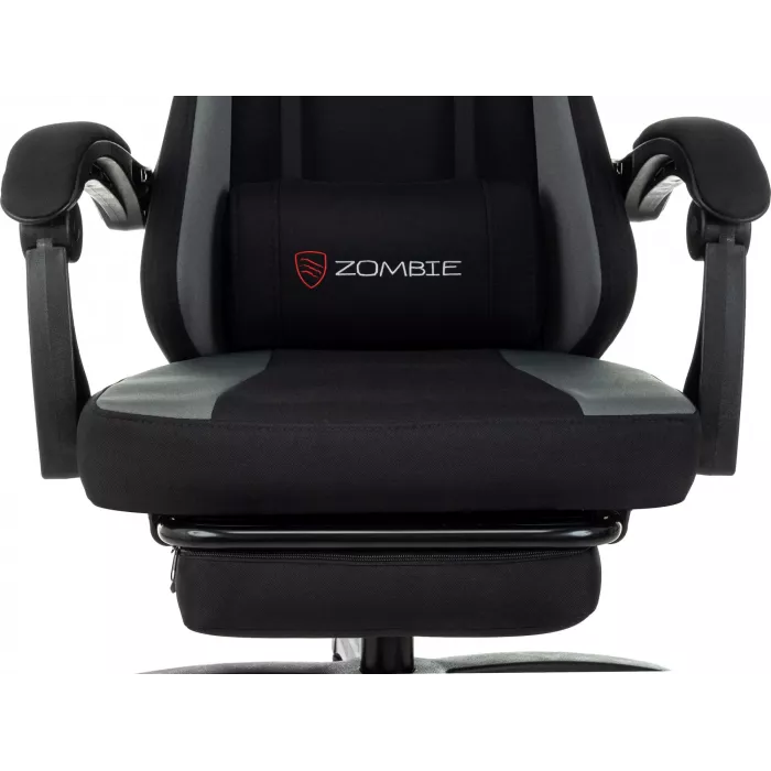 Кресло игровое Zombie Weaver черный/серый с подголов. крестов. пластик подст.для ног пластик черный