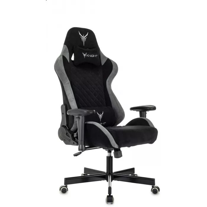 Кресло игровое Knight Regal Fabric черный/серый искусственная замша с подголов. крестов. металл
