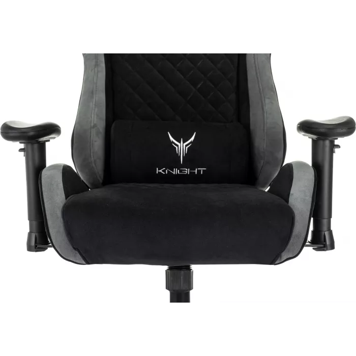 Кресло игровое Knight Regal Fabric черный/серый искусственная замша с подголов. крестов. металл