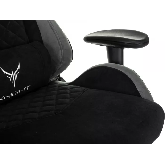 Кресло игровое Knight Regal Fabric черный/серый искусственная замша с подголов. крестов. металл