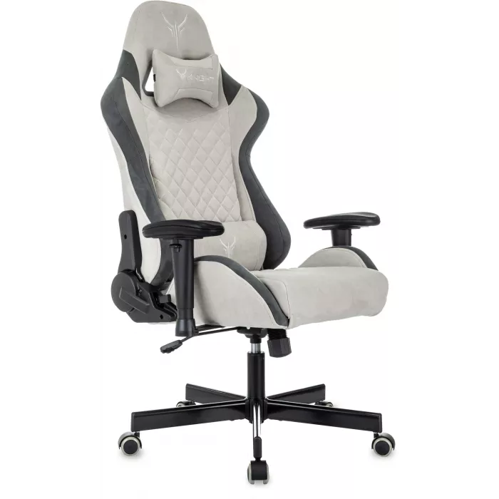 Кресло игровое Knight Regal Fabric светло-серый/серый искусственная замша с подголов. крестов. металл