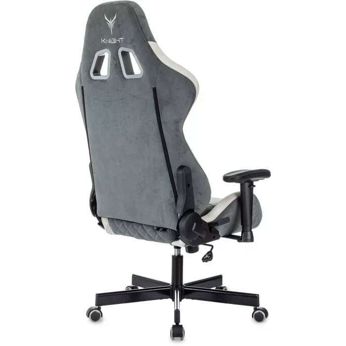 Кресло игровое Knight Regal Fabric серый/светло-серый искусственная замша с подголов. крестов. металл
