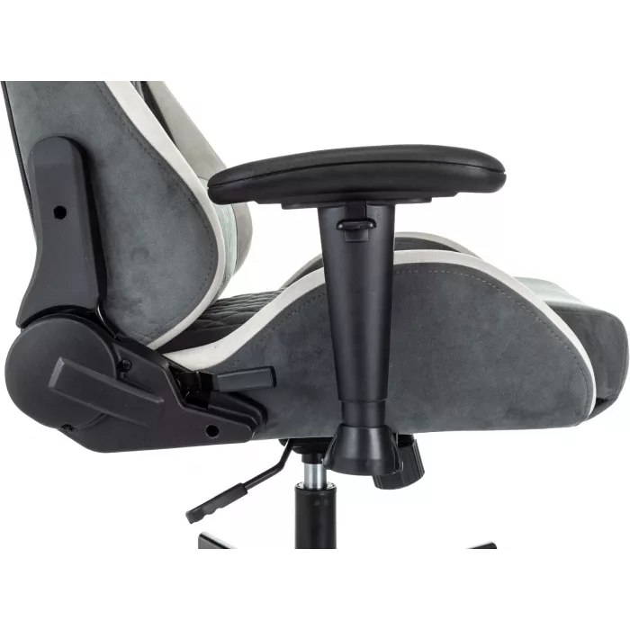 Кресло игровое Knight Regal Fabric серый/светло-серый искусственная замша с подголов. крестов. металл