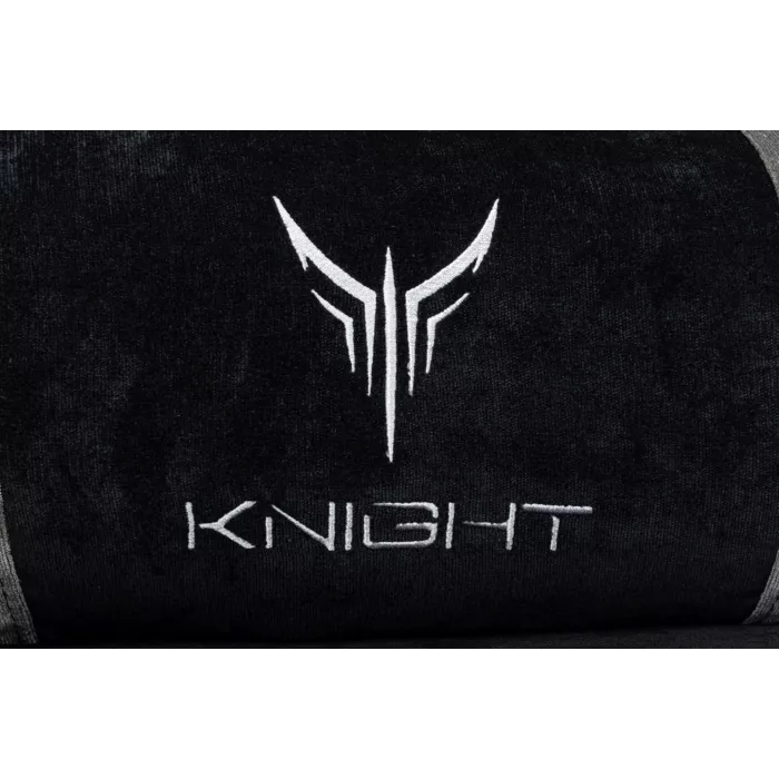 Кресло игровое Knight Flame черный/серый с подголов. крестов. пластик