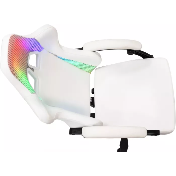 Кресло игровое Knight Wolf RGB белый экокожа/ткань с подголов. крестов. пластик
