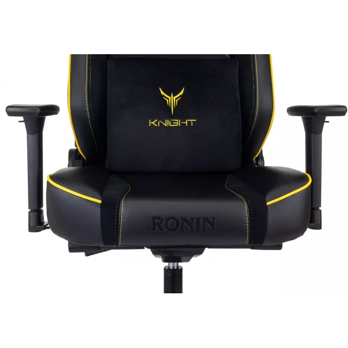 Кресло игровое Knight Ronin черный искусственная замша с подголов. крестов. металл