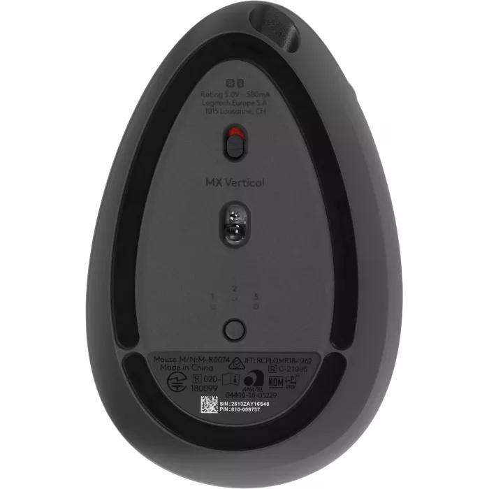 Мышь Logitech MX Vertical черный/серебристый оптическая 4000dpi беспров. BT/Radio USB 4but (910-005449)