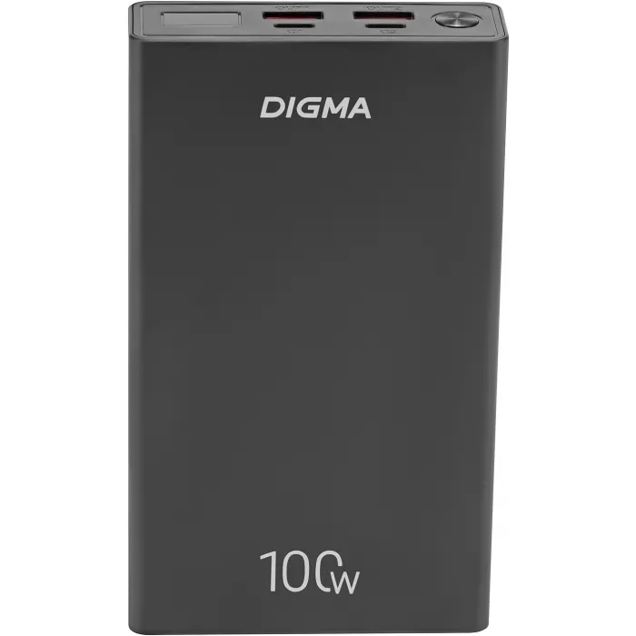 Мобильный аккумулятор Digma DGPD100WA 20000mAh QC3.0/PD3.0 100W 5A 2xUSB-A/2xUSB-C черный (DGPD20A100ABK)