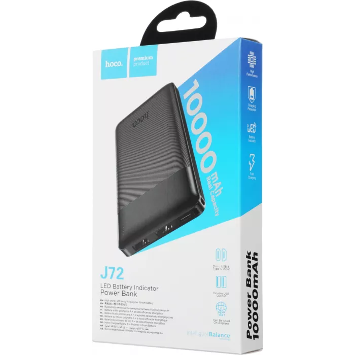 Мобильный аккумулятор Hoco J72 Easy travel 10000mAh 2A 2xUSB-A черный