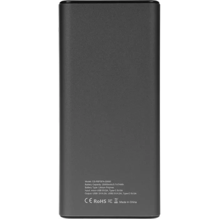 Мобильный аккумулятор Cactus CS-PBFSFA-20000 20000mAh 22.5W 4.5A 2xUSB-A/USB-C серый