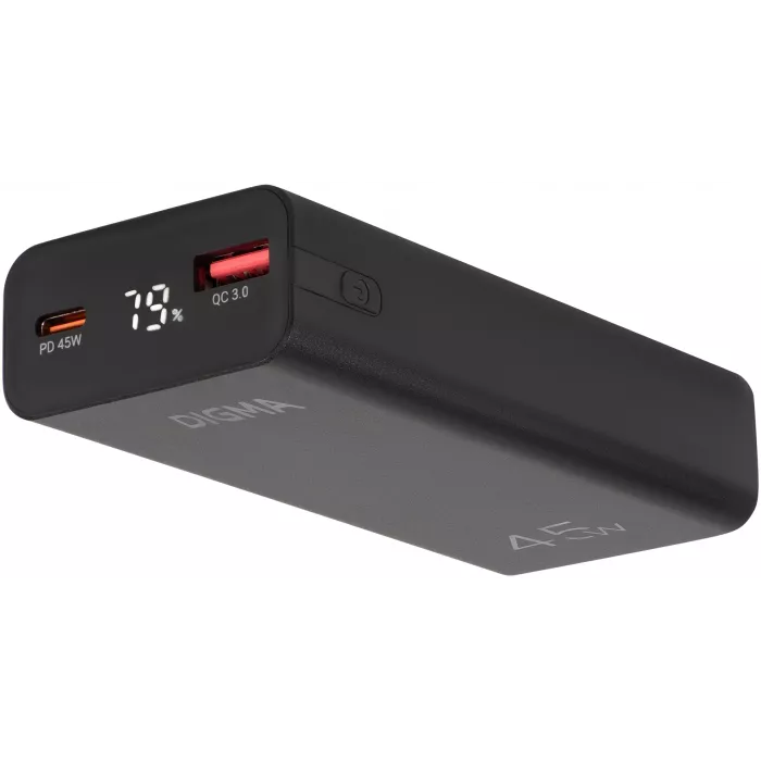 Мобильный аккумулятор Digma DGPF10E 10000mAh QC3.0/PD3.0 45W 4.5A USB-A/USB-C черный (DGPF10E45ABK)